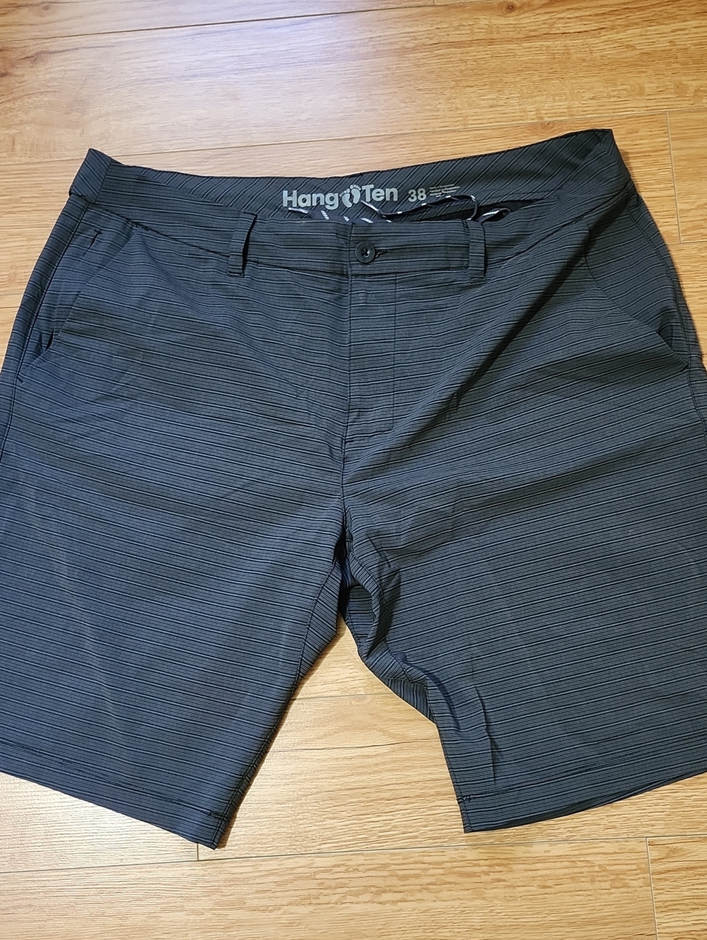 Hang Ten Men's Charcoal Micro-Striped Flat Front Shorts